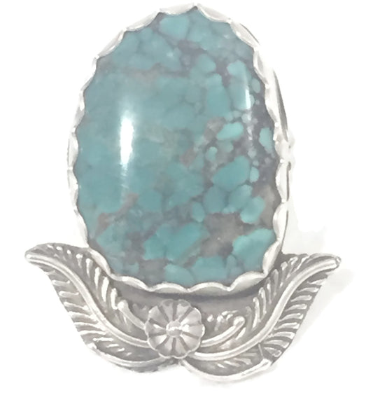 Navajo Turquoise Ring Sterling Silver Size 7 Signed