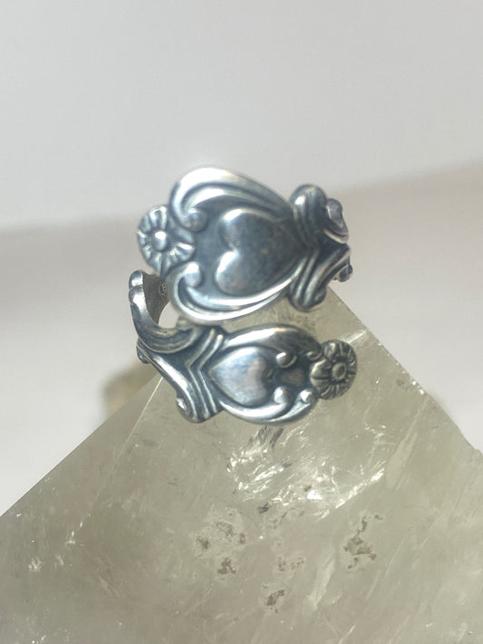 Heart ring love valentine wrap around band sterling silver women