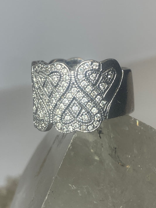 Heart ring love Valentine band cocktail sterling silver women