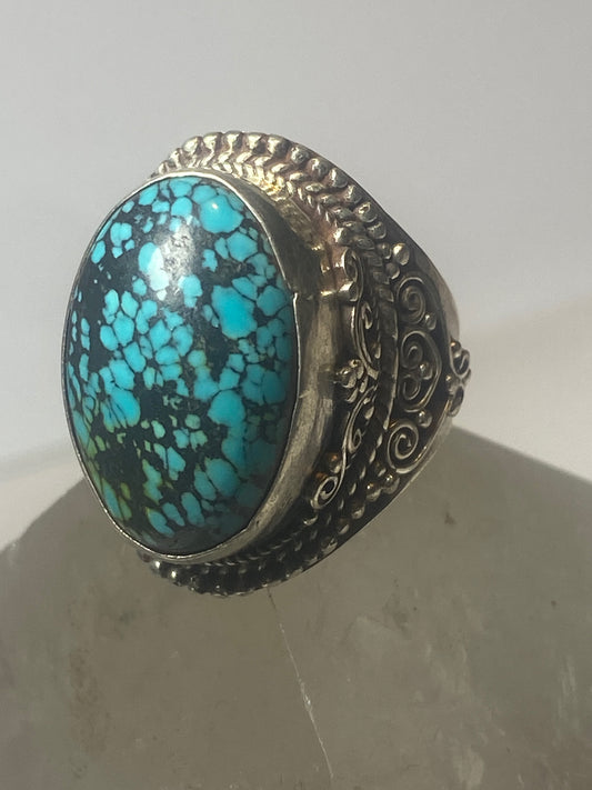 Turquoise ring boho sterling silver girls women