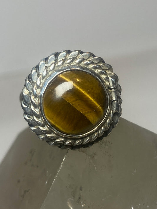 Poison ring tiger eye pinky southwest sterling silver girls women