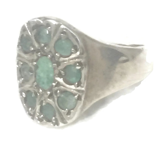 Emerald Green Vintage Sterling Silver Ring Size 7.50