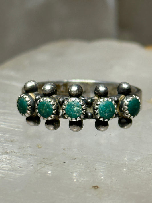 Zuni ring turquoise petite point band size 6 sterling silver women girls