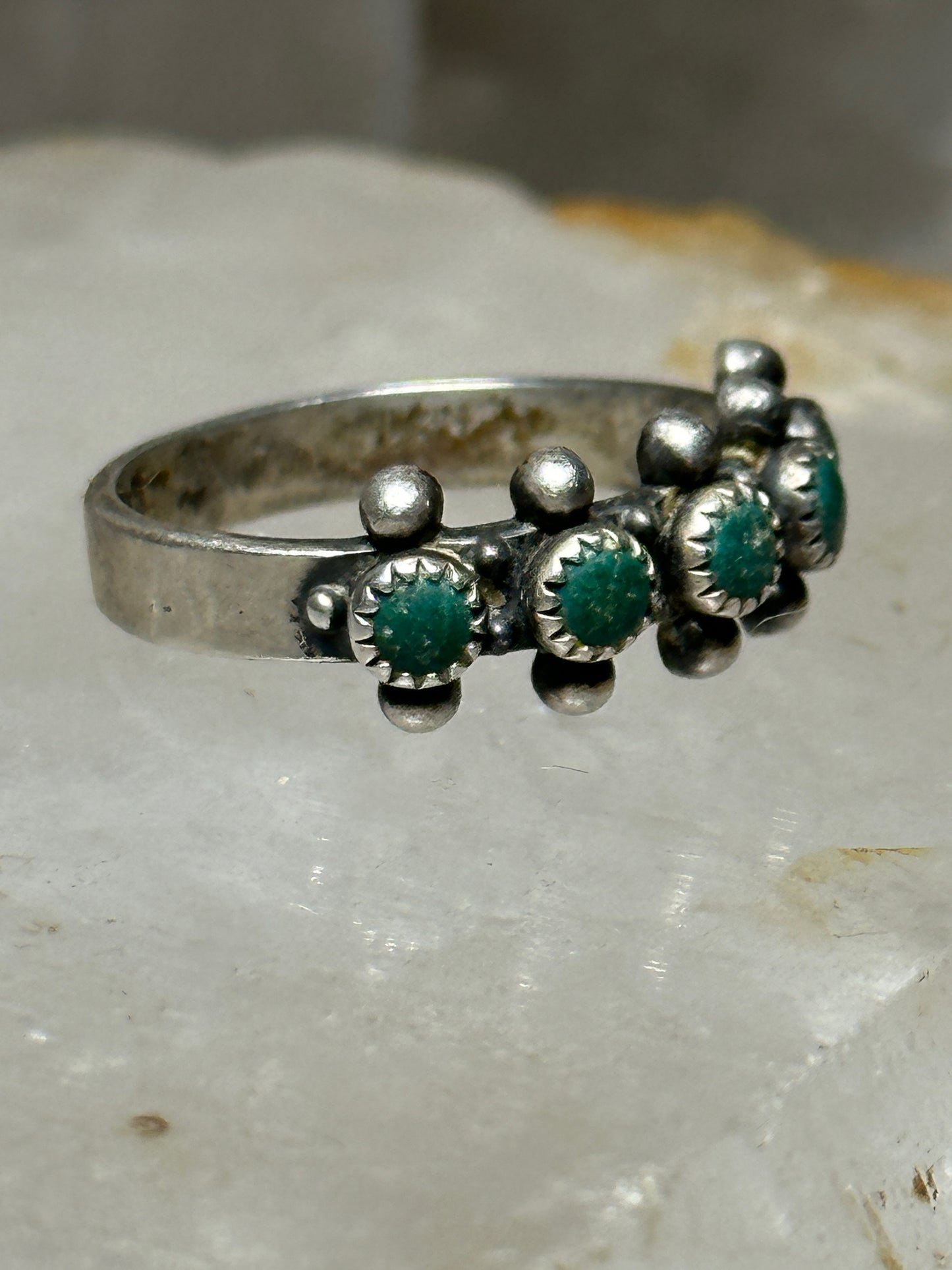 Zuni ring turquoise petite point band size 6 sterling silver women girls