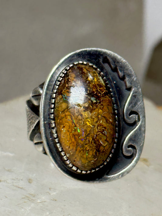 Boulder Opal Navajo ring size 5.25 sterling silver women