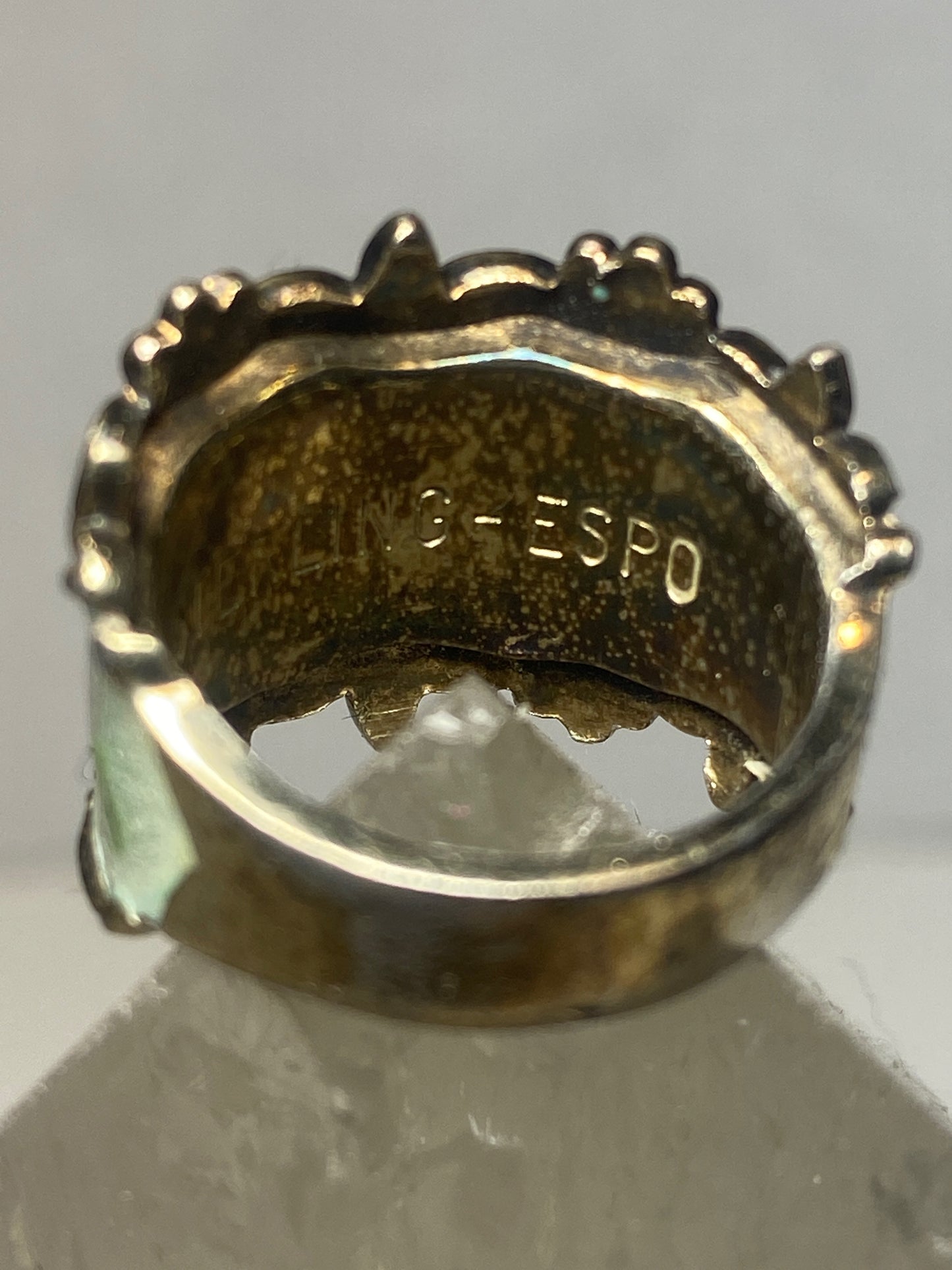 Guilloche ring size 5.75 floral rose cigar band sterling silver women girls