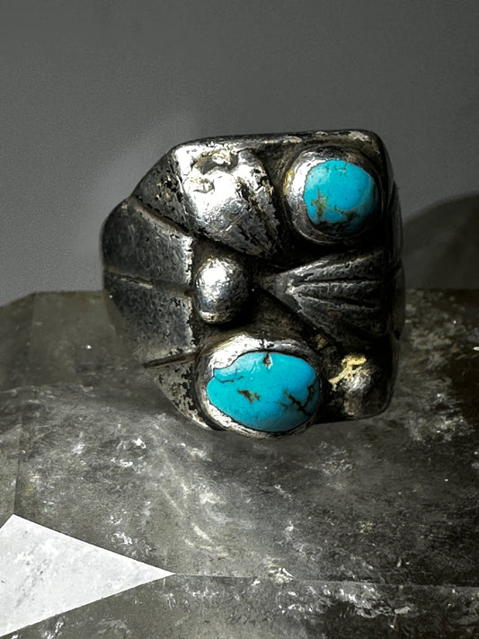 Navajo Ring Turquoise Tribal size 11 sterling silver women men