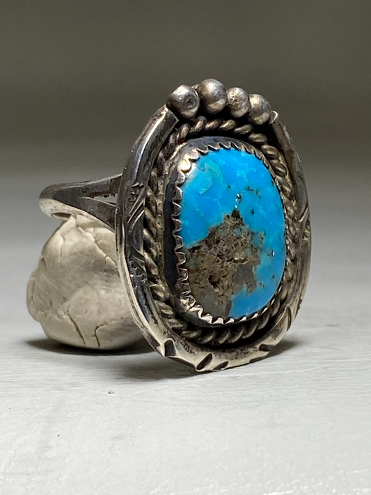 Turquoise ring Navajo pinky women girls southwest sterling silver