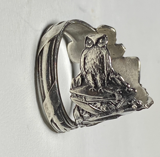 Spoon band Graduation Graduate Owl Books Aladdin Lamp Globe sterling silver ring