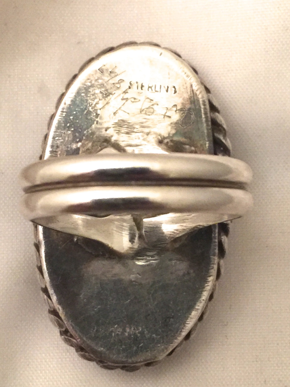 Vintage Sterling Silver Southwest Tribal Agate Ring Size 10 Weight 14.9g