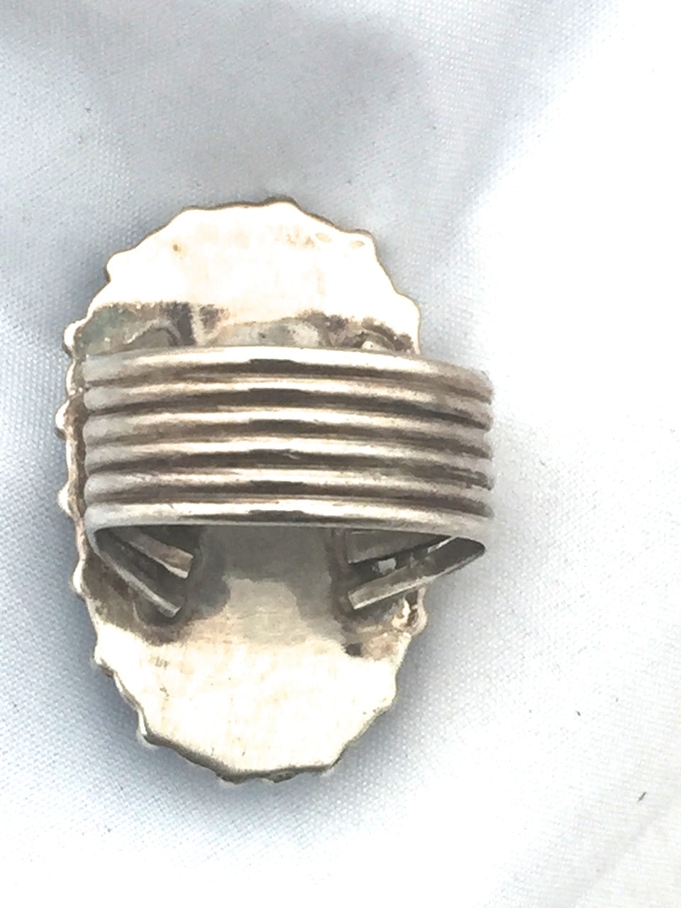 Vintage Sterling Silver Southwest Tribal Turquoise Ring Petite Pointe Size 11 13.4g