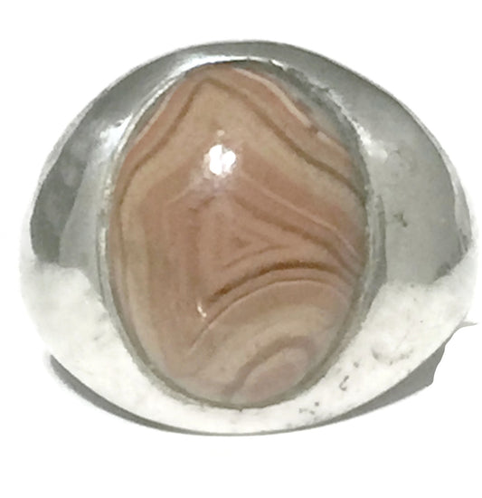 Vintage Agate Ring Sterling Silver Size 10.25