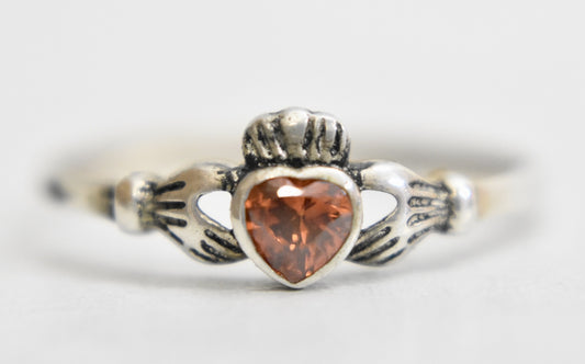 Claddagh ring sterling silver red St Patrick's Day girls love Size 6.25, 7.50, 10