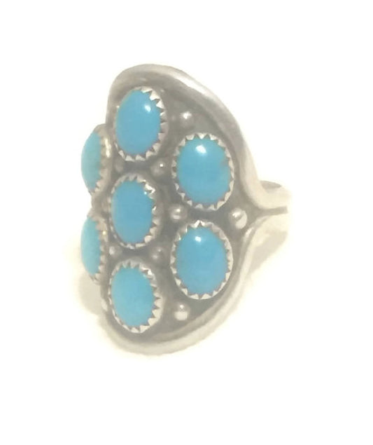 Zuni Ring Turquoise Sterling Silver Size 8.25