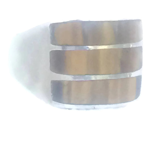 Tiger Eye Ring Sterling Silver Mexico Size 11