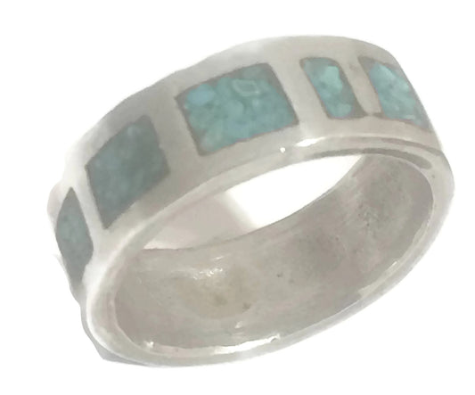Turquoise Band Southwest Wedding Sterling Silver Size 7