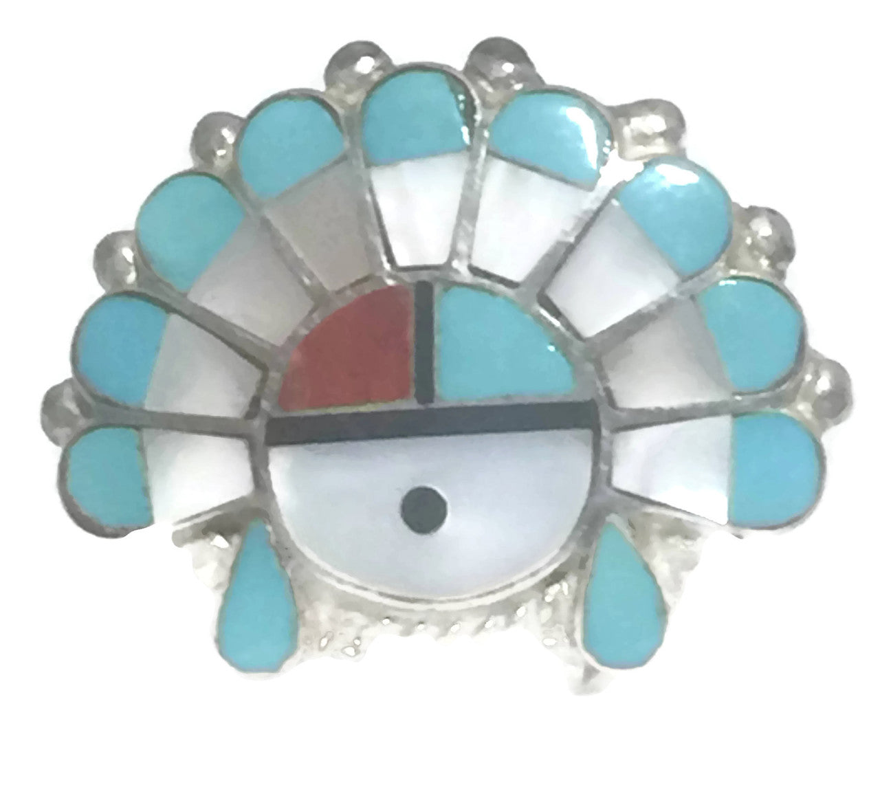 Vintage Sunface Sterling top Silver Turquoise Southwestern Ring Sz 3