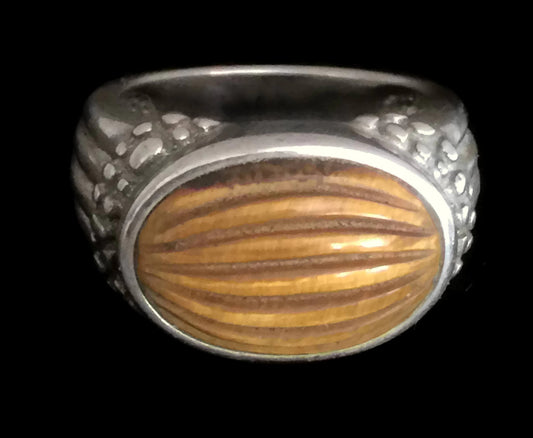 Tiger Eye Ring Southwest Sterling Silver Size 5.75