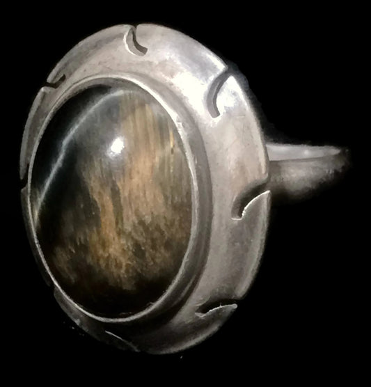 Tiger Eye Ring Sterling Silver Mexico Boho Size 6