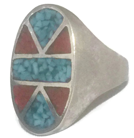 Turquoise Ring Southwest Coral Men Size 11.75