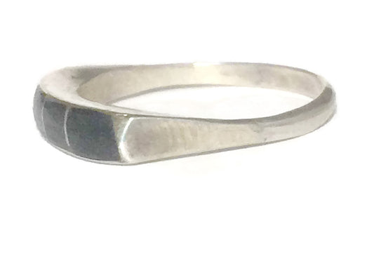 Onyx Band Stacker Southwest Sterling Silver Size 6.25
