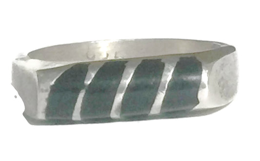 Onyx Band Stacker Mexico Sterling Silver Ring Size 7