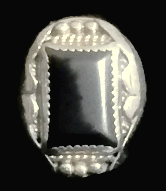 Navajo Ring Onyx Sterling Silver Size 9.75