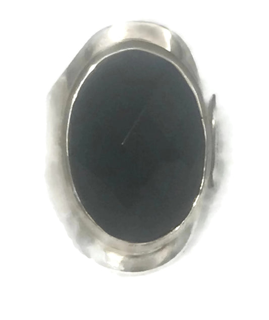Onyx Ring Sterling Silver Mexico Size 10.25 Adjustable