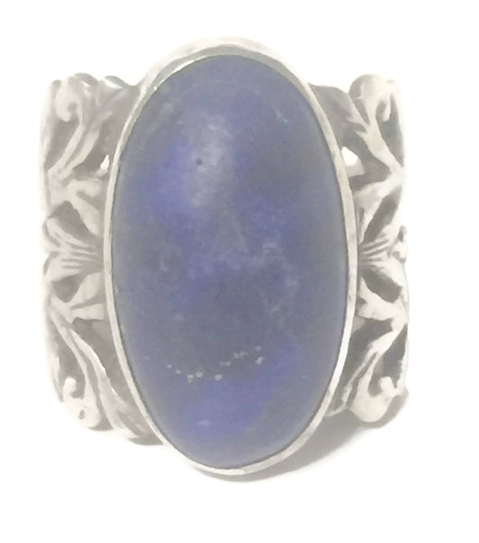 Blue Lapis Ring Vintage Sterling Silver Size 4