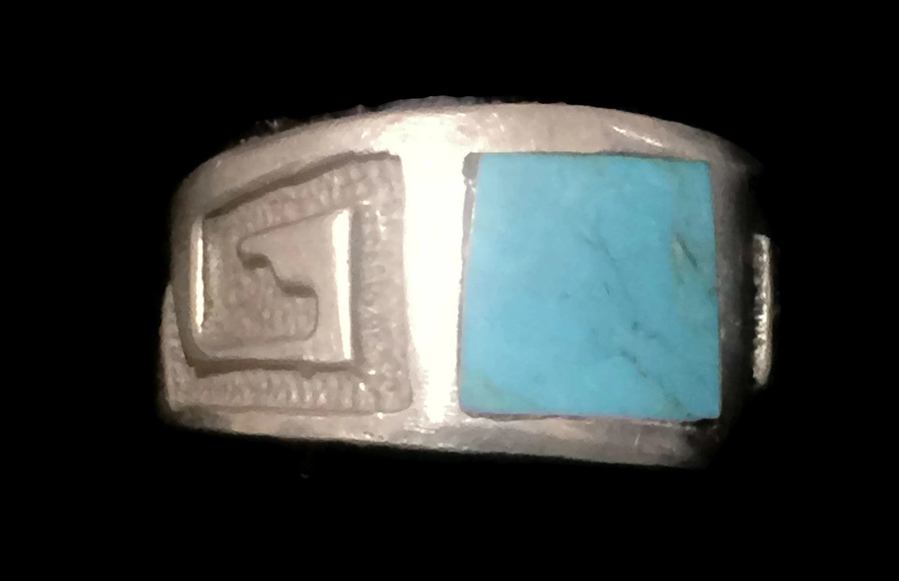 Turquoise Ring Southwest Band Sterling Silver Size