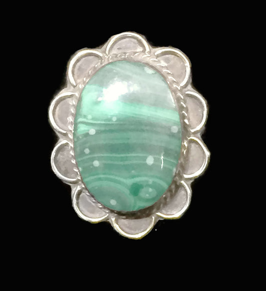 Navajo Malachite Ring Sterling Silver Size 6.50