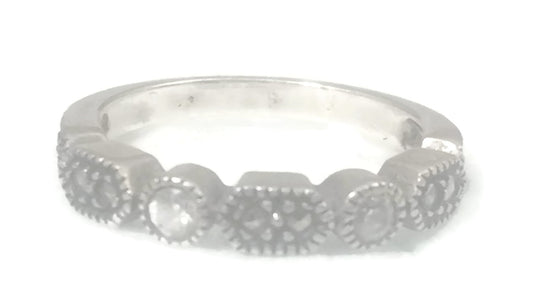 Marcasite Band Art Deco Sterling Silver Ring Size 5.75