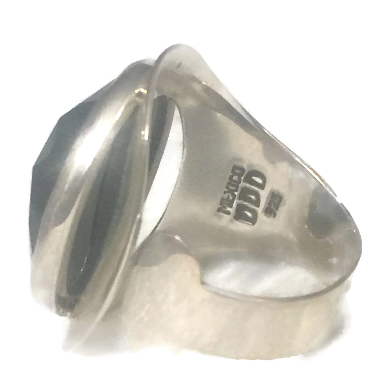 Onyx Ring Sterling Silver Mexico Size 10.25 Adjustable