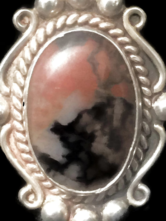 Navajo Ring Sterling Silver Earth Tones Size 5.50