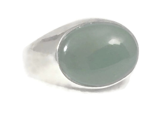 Jade Ring Sterling Silver Size 9.75