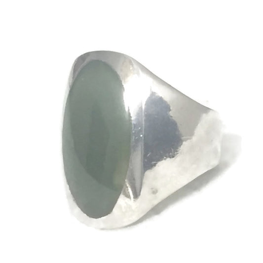 Jade Ring Forest Green Sterling Silver Men Size 8.75