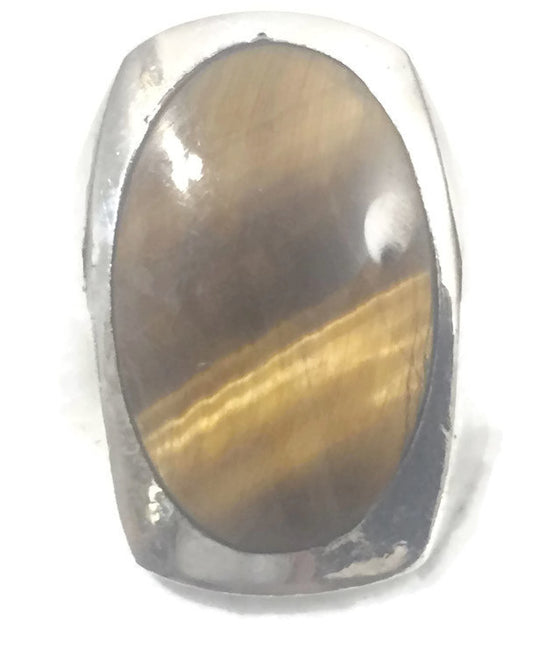 Tiger Eye Ring Sterling Silver Size 10.50