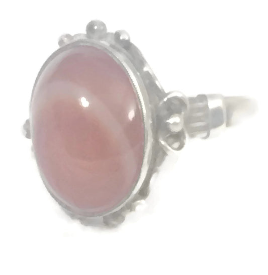 Vintage Agate Ring Southwest Sterling Silver Size 8