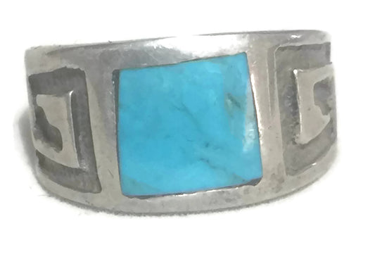 Turquoise Ring Southwest Band Sterling Silver Size