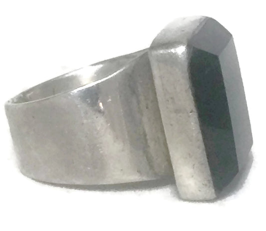 Vintage Onyx Ring Sterling Silver Mexico Size 5.25
