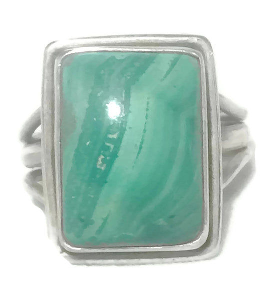 Malachite Ring Southwest Sterling Silver Size 8.5