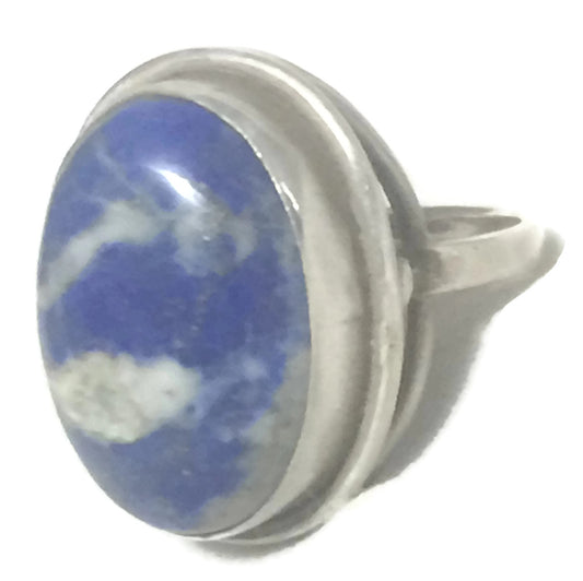 Blue Lapis Ring Vintage Sterling Silver Size 6.50