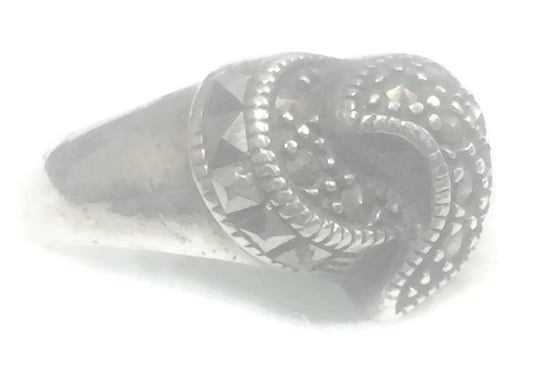 Marcasite Band Art Deco Sterling Silver Ring Size 7.50