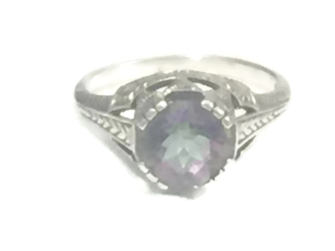Mystic Topaz Ring Vintage Sterling Silver Ring Size 5.50