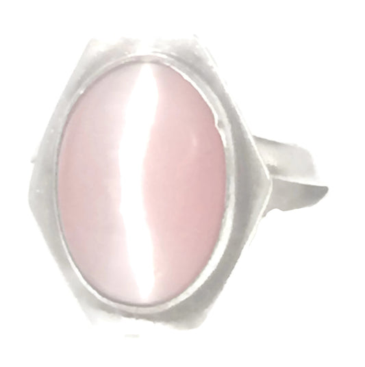 Pink Cats Eye Ring Southwest Vintage Sterling Silver Ring Size 6