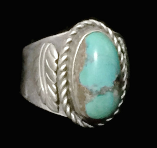 Navajo Turquoise Ring Sterling Silver Band Size 8
