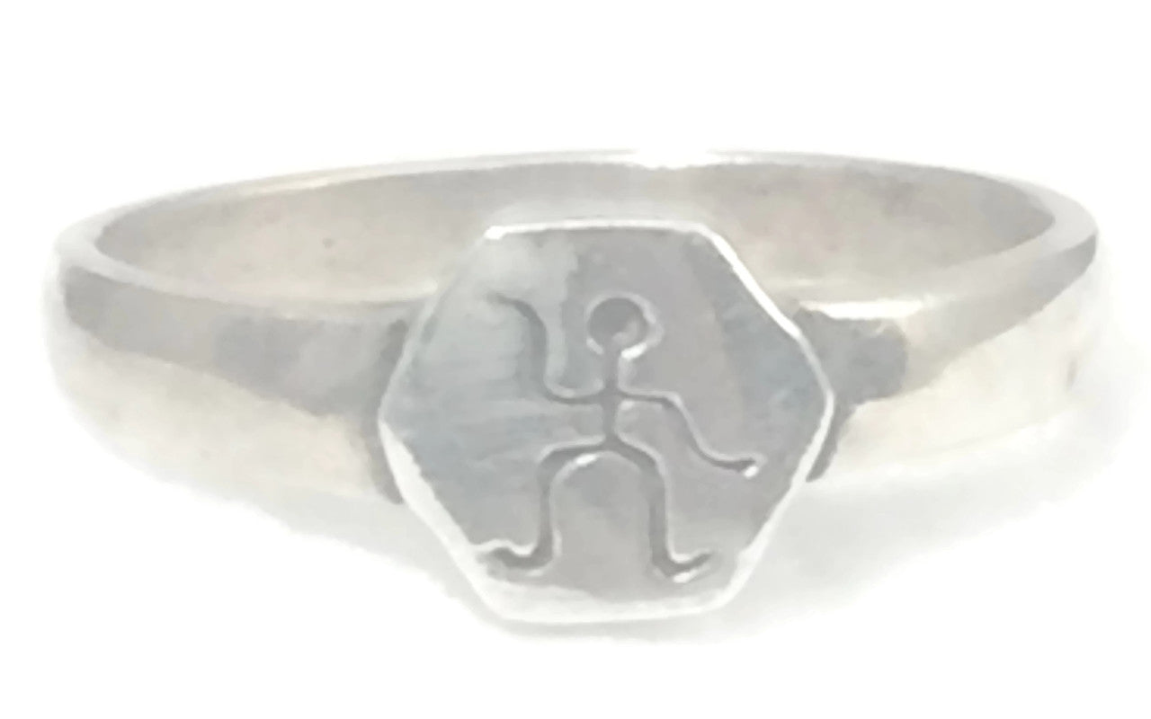 Dancing Stick Figure Ring Vintage Sterling Silver Ring Size 7.25