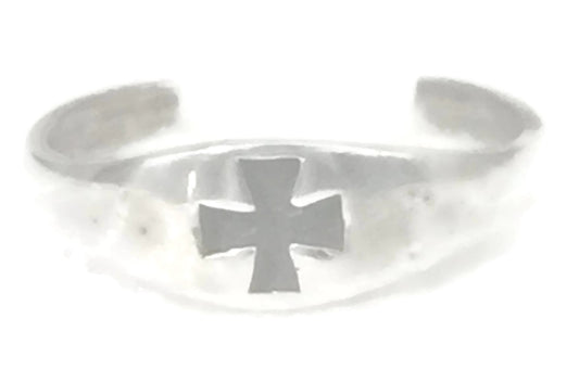 Vintage Iron Cross Toe Ring Sterling Silver Band Size 2