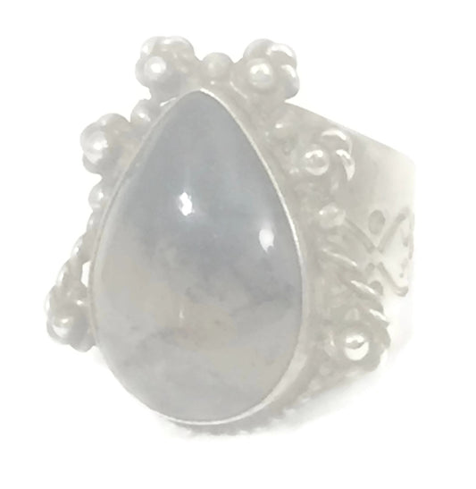 Labradorite Ring Southwest Teardrop Vintage Sterling Silver Size 5.50