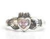 Claddagh ring sterling silver pink crystal St Patrick's Day variety of sizes